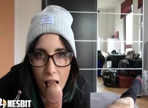 girl deepthroats big cock